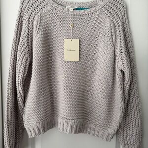 bohme Light Gray Chunky Knit Crewneck Sweater